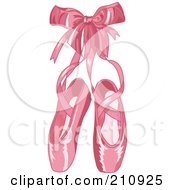 Royalty Free RF Clipart Illustration Of A Shiny Pink Satin Ballet Slippers With A Matching Bow by Pushkin #COLLC210925-0093