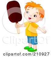 Cute Toddler Boy Holding An Ice Pop
