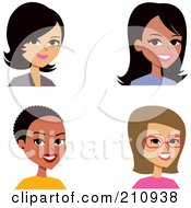 Poster, Art Print Of Digital Collage Of Four Professional Female Avatars