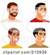 Poster, Art Print Of Digital Collage Of Four Smiling Male Avatars - 6