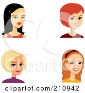 Poster, Art Print Of Digital Collage Of Four Young Female Avatars