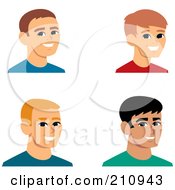 Poster, Art Print Of Digital Collage Of Four Smiling Male Avatars - 4