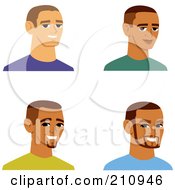 Poster, Art Print Of Digital Collage Of Four Smiling Male Avatars - 7