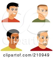 Poster, Art Print Of Digital Collage Of Four Smiling Male Avatars - 5