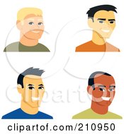 Poster, Art Print Of Digital Collage Of Four Smiling Male Avatars - 2