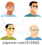 Poster, Art Print Of Digital Collage Of Four Smiling Male Avatars - 1