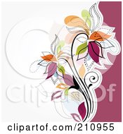 Royalty Free RF Clipart Illustration Of A Colorful Flourish Over White And Pink by OnFocusMedia