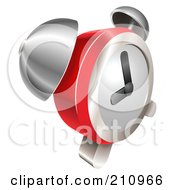 Royalty Free RF Clipart Illustration Of A 3d Shiny Red And Chrome Bell Alarm Clock