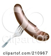 Royalty Free RF Clipart Illustration Of A 3d Bitten Sausage On A The Tip Of A Fork