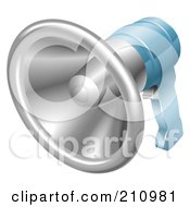 Royalty Free RF Clipart Illustration Of A 3d Chrome And Blue Hand Held Megaphone
