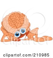 Brain Guy Character Mascot Reclining