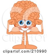 Royalty Free RF Clipart Illustration Of A Brain Guy Character Flexing His Muscles by Toons4Biz