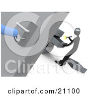 Clipart Illustration Of A Hand Turning A Key In A Door And Opening It To Find A Thief In The Act Of Going Through Drawers by 3poD