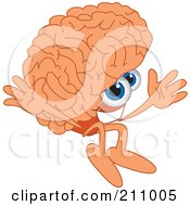 Brain Guy Character Mascot Jumping