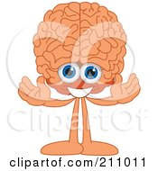 Royalty Free RF Clipart Illustration Of A Brain Guy Character Mascot Welcoming by Toons4Biz