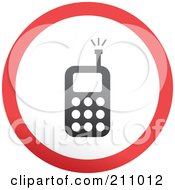 Poster, Art Print Of Red Gray And White Rounded Cell Phone Button