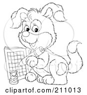 Poster, Art Print Of Coloring Page Outline Of A Cute Puppy Using An Activity Book