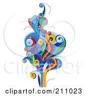 Poster, Art Print Of Colorful Swirly Wave Background Over White - 8
