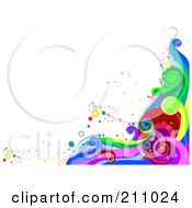 Colorful Swirly Wave Background Over White - 2