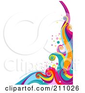Colorful Swirly Wave Background Over White - 6