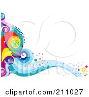 Colorful Swirly Wave Background Over White - 4