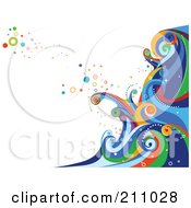 Colorful Swirly Wave Background Over White - 3