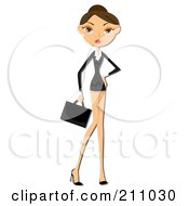 Poster, Art Print Of Sexy Business Woman In A Short Dress Suit