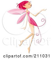 Royalty Free RF Clipart Illustration Of A Beautiful Pixie With A Pink Dress And Wings
