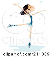 Royalty Free RF Clipart Illustration Of A Slender Brunette Figure Skater Balanced On Her Toes