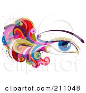 Poster, Art Print Of Womans Blue Eye With Colorful Waves And Swirls