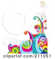 Colorful Swirly Wave Background Over White - 1