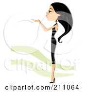 Pretty Black Haired Woman Standing In The Wind