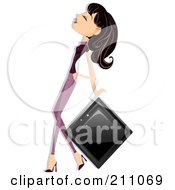 Poster, Art Print Of Stylish Brunette Woman Leaning On A Diamond Playing Card Symbol