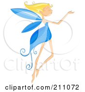 Poster, Art Print Of Beautiful Blond Pixie With A Blue Dress And Wings