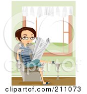 Poster, Art Print Of Young Man Reading The Newspaper And Sipping Coffee In A Living Room