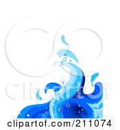 Poster, Art Print Of Blue Wave Splash Background Over White - 1