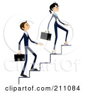 Young Business Woman And Man Walking Up Stairs