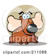 Poster, Art Print Of Fat Brown Dog With A Bone In His Mouth
