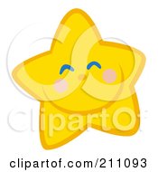 Poster, Art Print Of Happy Grinning Yellow Star Face