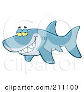 Poster, Art Print Of Blue Shark Flashing A Flirty Smile