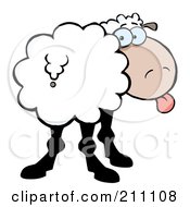 Poster, Art Print Of Goofy Sheep Sticking Its Tongue Out And Looking Back