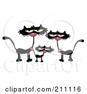 Poster, Art Print Of Family Of Three Black Cats