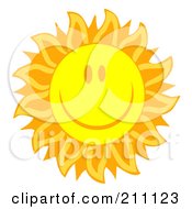 Poster, Art Print Of Happy Sun Face With Petal Like Rays