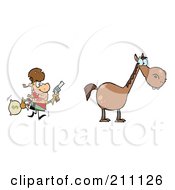 Poster, Art Print Of Bandit Running Towards His Horse