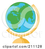 Poster, Art Print Of Round Green And Blue Desk World Globe