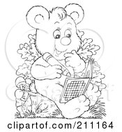 Poster, Art Print Of Coloring Page Outline Of A Cute Bear Using An Activity Book