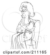 Poster, Art Print Of Coloring Page Outline Of A New Mother Nursing Her Child