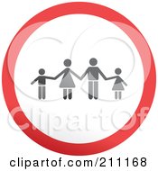 Poster, Art Print Of Red Gray And White Rounded Family Button
