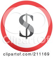Royalty Free RF Clipart Illustration Of A Red Gray And White Rounded Dollar Button by Prawny