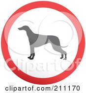Red Gray And White Rounded Greyhound Button